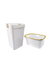 Resim Geseus Motek Tekli 40 Lt Kirli Çamaşır Sepeti+çamaşır Selesi Ikili Set, Çeyiz Seti Gold+beyaz Beyaz 