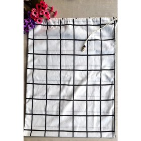 Resim Emtory Home Kareli Ekmeklik - 50X40 Keten Kareli Ip Büzgülü Ekmeklik - Ekmek Torbası 