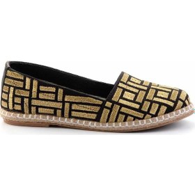Resim Siyah Altın Kadın Espadril K01534265718 Siyah 