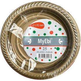 Resim My-ebi Altın Renkli Parti Davet Plastik Tabak - 17 Cm. - 25 Adetlik 5 Paket Altın 
