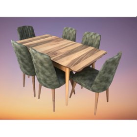 Resim Masa Sandalye Kütük Desen Takım Model Kayın Torna Retro Ayak Açılır 6adet Çizgi Sandalye El Yapım 