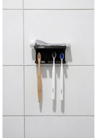 Resim Siyah Yapışkanlı Çok Amaçlı Diş Fırçası Jilet Jiletlik Asacağı Askılığı Askılık Diş Fırçalık Banyo Organizer 