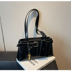 Resim Siyah Niş Motorcu Çantası Yeni Bayan Omuz Çantası Kıdemli Antrasit - Siyah 