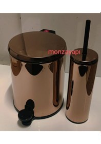 Resim Primanova Cigo Çelik Çöp Kovası 6lt Ve Tuvalet Fırçası Roza Altın 