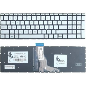 Resim Assess Store Hp 15-BS034NT 2CQ64EA, 15-BW019NT 2CL51EA Ile Uyumlu Klavye Işıklı, Gümüş 