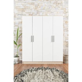 Resim Aeka AE-1059 Milano Beyaz/sonomo 4 Kapaklı Gardırop 11 Raflı 2 Askılıklı 