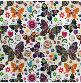 Resim Döşemelik Kumaş Dijital Baskı Kelebek Desen 