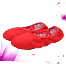 Resim 3 Çift Tuval Dans Ayakkabıları Bölünmüş Taban Bale Ayakkabıları Seyahat Bale Kız Çocuklar Deri Dans Sert 