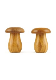 Resim Qerhome Bambu 2'li Mantar Şekilli Tuzluk Ve Biberlik Şeffaf 