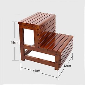 Resim Su Geçirmez ve Korozyona Karşı Korumalı Masif Ahşap Banyo Taburesi Kaymaz Çift Katmanlı Adım Tezgah Merdiveni Küvet Ayak Ayak Pedalı Banyo Namlu Tasarımlı (Renk: Kahverengi) 