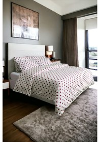 Resim Kırmızı Kalpli Nevresim Seti Tek Kişilik Beyaz - Kırmızı 