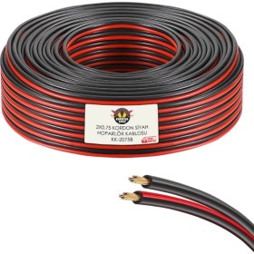 Resim Kk Kardelen 2075S Hoparlör Kablosu Kordon 2x0.75 Zayıf Akım LED Oto Tesisat Kablosu Siyah 