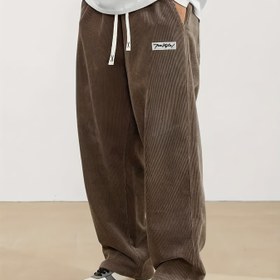 Resim 1 Adet Erkek Düz Paça Pantolon - Siyah Günlük ve Resmi Etkinlikler İçin Elastik Bel Lastiği, Orta Bel Geniş Kesim, Kolay Bakım Yıkanabilir, Çok Amaçlı Giysi, Kabartmalı Doku, Dayanıklı Yapı, Rahat Alt Kısımlar, Ofis Giyimi 