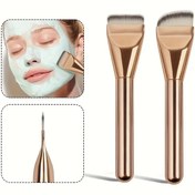 Resim 2 Adet Fondöten Fırçası, Maske Fırçası, Düz ve Açılı Makyaj Fırçaları, Yumuşak Lifli Seyahat İçin Taşınabilir Makyaj Araçları, Makyaj Tutkunları ve Yeni Başlayanlar için Uygun, Kadınlara Hediye 
