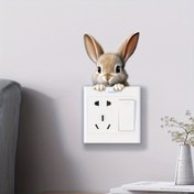 Resim 1 Sevimli Kawaii Tavşan Işığı Anahtarlık Duvar Stickerı - Kolay Uygulanabilir, Mat Hayvan Baskılı Dekal, Oyuncak Ev Dekoru için Kendinden Yapışkanlı & Çıkarılabilir, Yatak Odaları, Oturma Odaları & Banyolar için İdeal, Tavşan Aksesuarları 