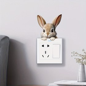 Resim 1 Sevimli Kawaii Tavşan Işığı Anahtarlık Duvar Stickerı - Kolay Uygulanabilir, Mat Hayvan Baskılı Dekal, Oyuncak Ev Dekoru için Kendinden Yapışkanlı & Çıkarılabilir, Yatak Odaları, Oturma Odaları & Banyolar için İdeal, Tavşan Aksesuarları 