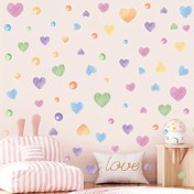 Resim 171 Adet Renkli Kalp & Nokta Duvar Stickerları - Boho Şık PVC Dekoratif Etiketler Yatak Odası, Oturma Odası veya Giriş Dekoru için, Kolay Yapıştır & Soy, Canlı Pastel Kalpler & Parıltılı Vurgular, Kendinden Yapışkanlı Ev Dekorasyonu, Oturma Odası Vurguları | Boho Şık Dekor | Kendinden Yapışkanlı Dekor, Ev Dekoru ve Aksesuarlar 