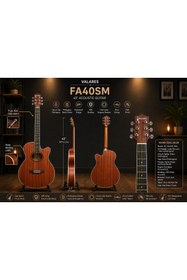 Resim valares FA40MG Profesyonel Seri Köşe Korumalı sap ayarlı 40" Akustik Gitar Mat Maun Ful aksesuar 