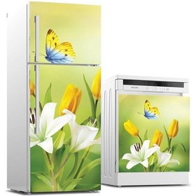 Resim Buzdolabı Ve Bulaşık Makinası Beyaz Eşya Sticker Kaplama Sarı Lal 