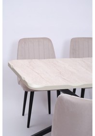 Resim Kütük Milano Mdf Mutfak Masa Sandalye Takımı 90x160 Krem 