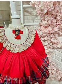 Resim H L Y Karol Tasarım Kırmızı Kareli Kız Bebek Elbisesi,doğum Günü Elbise,fotoğraf Çekim Elbise,0-12 Yaş Uygun Kırmızı 