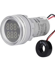 Resim Tianyi Beyaz Voltmetre + Ampermetre AC12-500V 0-100A 22 mm 