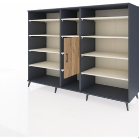 Resim Kronos Dolap 12 Raflı Tek Kapaklı 220x59x163 Antrasit-çam/aytaşı Atlas Çam/aytası - Antrasıt 