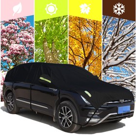 Resim SUV için Tüm Mevsim Oxford Kumaş Araba Örtüsü - Siyah, Hava Koşullarına Dayanıklı, Güneşlik ve Kar Örtüsü Yeşil Detaylarla, Tüm Hava Koşullarına Karşı Koruma, Tüm Mevsim Araba Örtüsü | Şık Araba Örtüsü | Dayanıklı Araba Örtüsü, Araba Örtüsü 