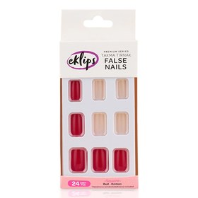 Resim Eklips Takma Tırnak Kırmızı Square 24'lü 