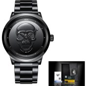 Resim Hanyang Çelik Tüm Siyah 2022 Serin Punk 3D Kafatası Erkekler Izle Marka Lıge Lüks Çelik Kuvars Erkek Saatler Su Geçirmez Retro Moda Altın Siyah Saat Relogio (Yurt Dışından) 