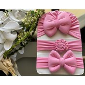 Resim Cherub Kız Bebek Fiyonklu Bone Bandana 3lü Set 