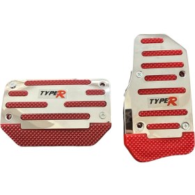 Resim MidasTech Universal Otomatik Metal Pedal Seti 2 Parça Krom Kırmızı Nemere 