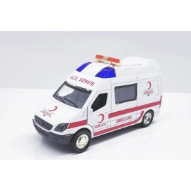 Resim Can Oyuncak Pilli Işıklı Sesli 1:32 Metal Çek Bırak Ambulans 