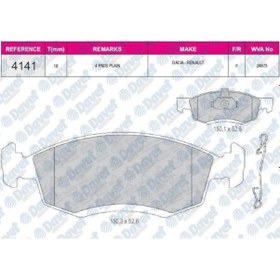 Resim Fren Balatasi On Wva 24673 Dacia Logan Mcv 1.5Dci 1.6 16V 06-09 504613987 