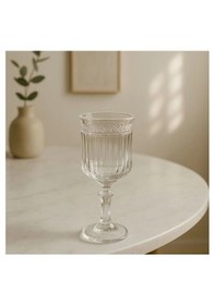 Resim 6 Lı Cam Ayaklı Kahve Yanı Su Bardağı Bardak 75ml şeffaf 