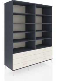 Resim Kronos Gardrop 10 Raflı 6 Çekmeceli 176x59x221 Antrasit-antrasit/aytaşı Antrasit/aytaşı 