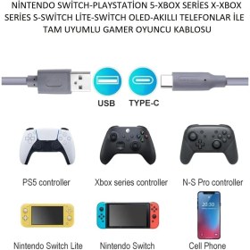 Resim Beboncool Deadskull Xbox Series X-Xbox Series S-Switch-Lite-Switch OLED 2 Metre Type-C Şarj Kablosu 