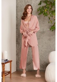 Resim Pierre Cardin Kadın 7025 Saten Dörtlü Gelin Çeyiz Set Brandy 001 