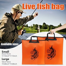 Resim 1 adet Taşınabilir Katlanabilir EVA Balıkçılık Çantası - Fermuarlı Kapatma ile Canlı Balık Taşıyıcısı, Kamp, Göl ve Nehirler için Katlanabilir Tasarım - Dayanıklı Çok Amaçlı Depolama Organizatörü, Balıkçılar için İdeal Hediye, Balıkçılık Çantası, Güvenli Fermuar Kapatma 