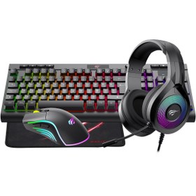 Resim Havit Gamenote Kb887cm 4'lü Gaming Set – Klavye, Mouse, Kulaklık, Mousepad – Rainbow, Türkçe Q 
