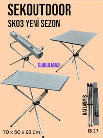 Resim Sekoutdoor Sk03 Alüminyum Katlanır Kamp Masası Gümüş 