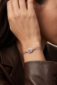 Resim Damla Form Pembe Taşlı 925 Ayar Gümüş Kadın Hediye Bileklik 01776 