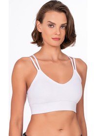 Resim Kadın Sırt Detaylı Kaplı Spor Sütyeni-beyaz Beyaz 