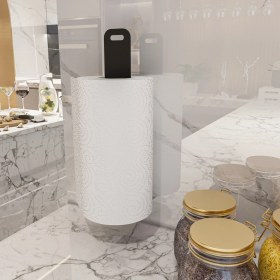 Resim Lamizon Pratik Yapışkanlı Tasarım Dikey Kağıt Havlu Rulo Tutucu Siyah 