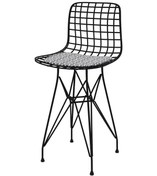 Resim Knsz ufak boy tel bar sandalyesi 1 li uslu syhtalen 55 cm oturma yüksekliği mutfak bahçe cafe ofis 