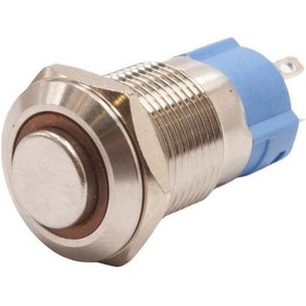 Resim 12A-G1Z-E 12Mm Çıkık Anahtarlı Işıklı Metal Buton - Sarı 
