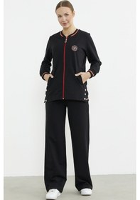 Resim Çıtçıt Detaylı Ribanalı Eşofman Takım - Siyah Siyah 