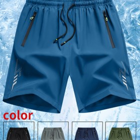Resim Erkekler için hızlı kuruyan elastik bel bağcıklı ve fermuarlı cepli spor şortlar, nefes alabilen ve nemi emici fitness, koşu, yoga, plaj, makinede yıkanabilir yazlık spor şortları, spor kıyafeti, dayanıklı kumaş, hafif yapı, fitness tutkunları için 
