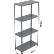 Resim Uzman Grup Raf Sistemleri Uzman Grup Raf Çelik Raf-4 Raflı 2metre 31X75 Çelik Raf-Depo Rafı 