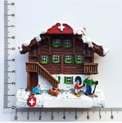 Resim Youmex Almanya Avusturya İsviçre Turizm Hatıra Hediyesi: El Boyama Kukuruz Saatı Ev Tadilat Buzdolabı Stickerı, Isviçre Kar Köyü Deseni 